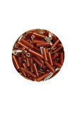 Uzun Boru Kesme Boncuk Çap 2mm Uzunluk 10 mm - 20 Gram - Kahverengi Gümüş - BNC262