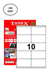 Tanex TW-2610 105x57 mm 100 Adet Laser Etiket