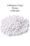 1.000 gram (1 kg.) 10mm Beyaz Renk Plastik İnci Boncuk Çanta ve Takı Yapım Boncuğu (~1.900 adet)