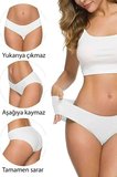 5 Adet Kadın Dikişsiz Lazer Kesim Esnek İz yapmayan Külot Beyaz mudanis