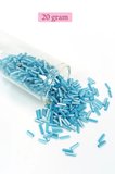 Uzun Boru Kesme Boncuk Çap 2mm Uzunluk 10 mm - 20 Gram - Açık Mavi Beyaz - BNC240