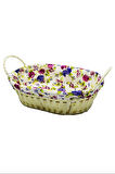 Renkli Bezli Oval Hasır Ekmek Sepeti Royaleks-8821