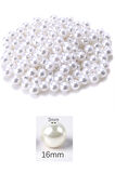 1.000 gram (1 kg.) 16mm Beyaz Renk Plastik İnci Boncuk Çanta ve Takı Yapım Boncuğu (~340 adet)