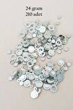 Oya Abiye Bileklik Kolye Pleksi Metalik Plastik Pul Gümüş Renk 24 gram 210 adet - BNC570