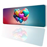 SonicTouch Dijital Çizim Kalpler Kaydırmaz Gaming Oyuncu Masaüstü Dikişsiz Mavi Yeşil Klavye Pad 32x70cm