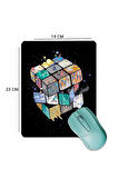 SonicTouch Renkli Rubik Küplü Pürüzsüz Yüzey Kaymaz Taban Dikişsiz Gamer Oyuncu Mouse Pad 19x23cm