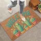 Valerine Life Sevimli Kaktüs Ailesi Welcome Kapı Önü Paspası 45x70cm