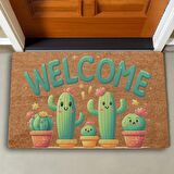 Valerine Life Sevimli Kaktüs Ailesi Welcome Kapı Önü Paspası 45x70cm