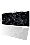 SonicTouch Siyah Gri Petek Desenli Gamer Oyuncu Dikişsiz Sıvı Geçirmez Klavye Mouse Pad 32x70Cm