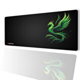 SonicTouch UltraGrand Siyah Neon Yeşili Anka Kuşu Dikişsiz Xxl Gaming Oyuncu Masaüstü Klavye Mouse Pad 40x90Cm