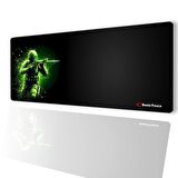 SonicTouch UltraGrand Siyah ve Neon Yeşili Savaşçı Dikişsiz Xxl Gaming Oyuncu Masaüstü Klavye Mouse Pad 40x90Cm