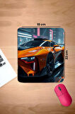 SonicTouch Bilek Destekli Turuncu Yarış Arabası Dikdörtgen Pürüzsüz Yüzey Dikişsiz Mouse Pad 18x22cm