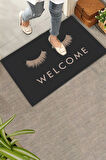 Valerine Life Gözler Üzerinde Buyur İçeri Siyah Kirpik Welcome Hoş Geldiniz Kapı Önü Paspası 45x70cm