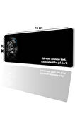 SonicTouch Kork Aslandan Gamer Oyuncu Dikişsiz Sıvı Geçirmez Siyah Klavye Mouse Pad 32x70Cm