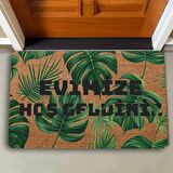Valerine Life Yeşil Palmiye Yaprakları Evimize Hoş Geldiniz Kapı Önü Paspası 45x70cm