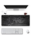 SonicTouch Gri Devre Kişiye Firmaya Özel Promosyon Xxl Su Geçirmez Masaüstü Klavye Mouse Pad 32x70Cm