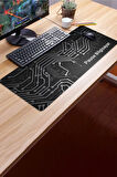 SonicTouch Gri Devre Kişiye Firmaya Özel Promosyon Xxl Su Geçirmez Masaüstü Klavye Mouse Pad 32x70Cm