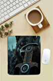 SonicTouch Bilek Destekli Kurt ve Kılıç Siyah Dikdörtgen Pürüzsüz Yüzey Dikişsiz Mouse Pad 18x22cm