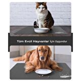 MAtGo Pati Beslenme Matı Balık Figürlü Su Geçirmez Kaymaz Gri Kedi Köpek Mama Paspası 50x70cm