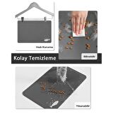 MAtGo Pati Beslenme Matı Balık Figürlü Su Geçirmez Kaymaz Gri Kedi Köpek Mama Paspası 50x70cm