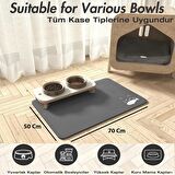 MAtGo Pati Beslenme Matı Balık Figürlü Su Geçirmez Kaymaz Gri Kedi Köpek Mama Paspası 50x70cm