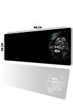 SonicTouch UltraGrand Mavi Gözlü Aslan Xxl Gaming Oyuncu Masaüstü Siyah Klavye Mouse Pad 40x90Cm