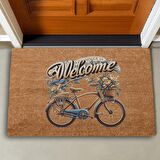 Valerine Life Vintage Çiçekler ve Bisiklet Welcome Kapı Önü Paspası 45x70cm