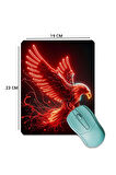 SonicTouch Kırmızı Neon Kartal Pürüzsüz Yüzey Kaymaz Taban Dikişsiz Kenar Gamer Oyuncu Mouse Pad 19x23cm