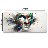 SonicTouch Karnaval Maske Kaydırmaz Gaming Oyuncu Masaüstü Dikişsiz Gri Klavye Pad 32x70cm