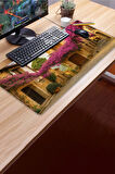SonicTouch UltraGrand Leylak Çiçekli Taş Evler Xxl Gaming Oyuncu Mor Klavye Mouse Pad 40x90Cm