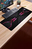 SonicTouch Prizma Kırmızı Petek Gamer Oyuncu Dikişsiz Sıvı Geçirmez Siyah Klavye Mouse Pad 32x70Cm