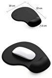 SonicTouch Bilek Destekli Siyah Damla Tipi Pürüzsüz Yüzey Dikişsiz Gamer Oyuncu Mouse Pad 20x22cm