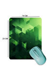 SonicTouch Yeşil Küpler Pürüzsüz Yüzey Kaymaz Taban Dikişsiz Kenar Gamer Oyuncu Mouse Pad 19x23cm