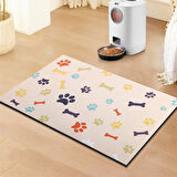 MAtGo Pati Renkli Kemikler Beslenme Matı Kaymaz Sıvı Geçirmez Kedi Köpek Mama Paspası 50x70cm