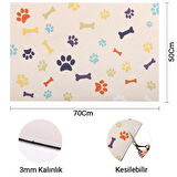 MAtGo Pati Renkli Kemikler Beslenme Matı Kaymaz Sıvı Geçirmez Kedi Köpek Mama Paspası 50x70cm