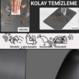 MAtGo Pati Gri Köpekli Beslenme Matı Kaymaz Sıvı Geçirmez Kedi Köpek Mama Paspası 50x70cm