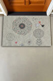 Valerine Life Dilek Otlu Papatya ve Kuşlar Krem Rengi Welcome Hoş Geldiniz Kapı Önü Paspası 45x70cm