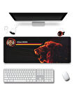 SonicTouch Kişiye isme Özel Aslan Figürlü Sarı Kırmızı Fotoğraflı XXL Gamer Klavye Mousepad 40x90cm