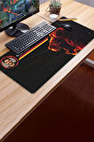 SonicTouch Kişiye isme Özel Aslan Figürlü Sarı Kırmızı Fotoğraflı XXL Gamer Klavye Mousepad 40x90cm