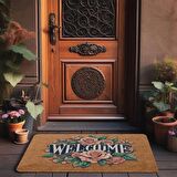 Valerine Life Pudra Rengi Güller Welcome Kapı Önü Paspası 45x70cm