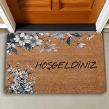 Valerine Life Beyaz Gerbera Çiçekleri Hoş Geldiniz Kapı Önü Paspası 45x70cm