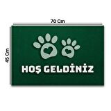 Valerine Life Veteriner Kliniği Yeşil Renk Hoş Geldiniz Pet Shop Kapı Önü Paspası 45x70cm