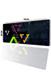 SonicTouch Geometrik Renkli Üçgen Desen Gamer Oyuncu Dikişsiz Sıvı Geçirmez Klavye Mouse Pad 32x70Cm