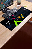 SonicTouch Geometrik Renkli Üçgen Desen Gamer Oyuncu Dikişsiz Sıvı Geçirmez Klavye Mouse Pad 32x70Cm