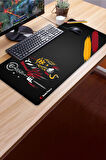 SonicTouch Aslan Muhafızı Sarı Kırmızı Pürüzsüz Sıvı Geçirmez XXL Gamer Klavye Mousepad 40x90cm