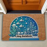 Valerine Life Balıklar ve Deniz Çayırları Hoş Geldiniz Kapı Önü Paspası 45x70cm
