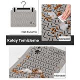 MAtGo Pati Beslenme Matı Çizgi Patili Su Geçirmez Kaymaz Krem Kedi Köpek Mama Paspası 50x70cm