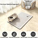 MAtGo Pati Beslenme Matı Çizgi Patili Su Geçirmez Kaymaz Krem Kedi Köpek Mama Paspası 50x70cm
