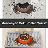MAtGo Pati Beslenme Matı Çizgi Patili Su Geçirmez Kaymaz Krem Kedi Köpek Mama Paspası 50x70cm
