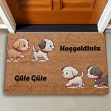 Valerine Life Yavru Köpekler Hoş Geldiniz ve Güle Güle Kapı Önü Paspası 45x70cm